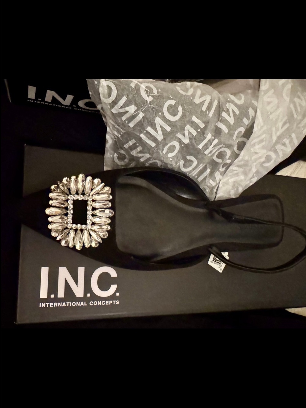 INC International Concepts Embellished Black Slingback Sandal